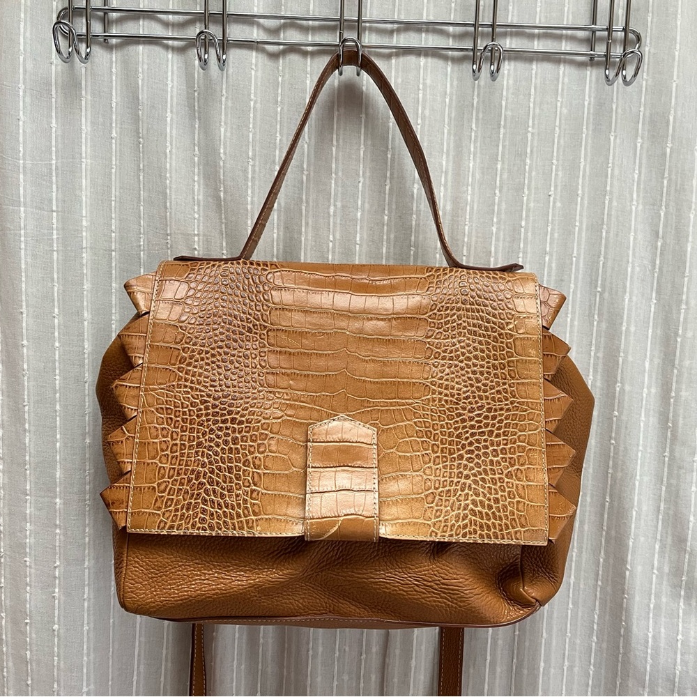 Lacucci croco embossed leather bag(made in Italy )